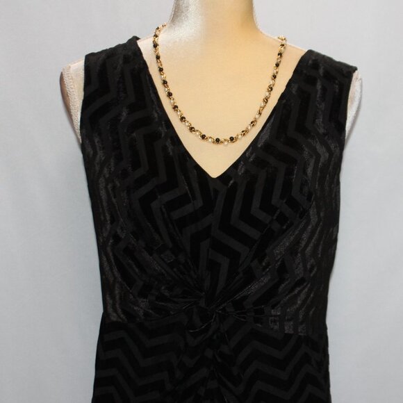 Lane Bryant Crushed Velvet Chevron Black Sleeveless Dress - Picture 2 of 14